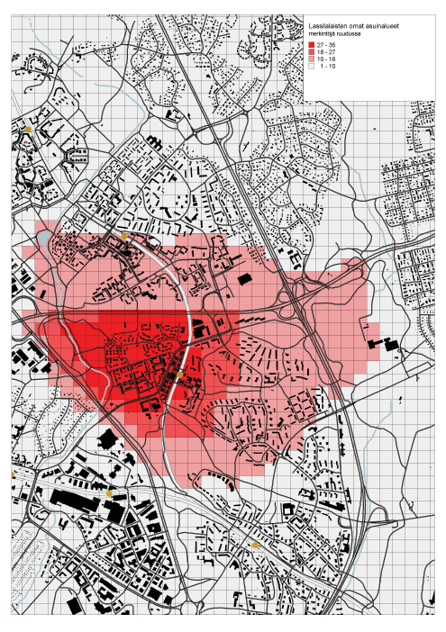 Omat asuinalueet Kyselyn lopuksi vastaajia pyydettiin merkitsemään oma asuinalueensa kartalle polygonityökalulla.