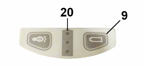8.8 LED-belysning För att tända LED-belysningen, tryck in knappen (12). För att släcka LED-belysningen, tryck in knappen (12) igen. 8.