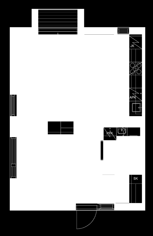 Kaksio 44,0 m 2 2h+kk, päätyasnto,