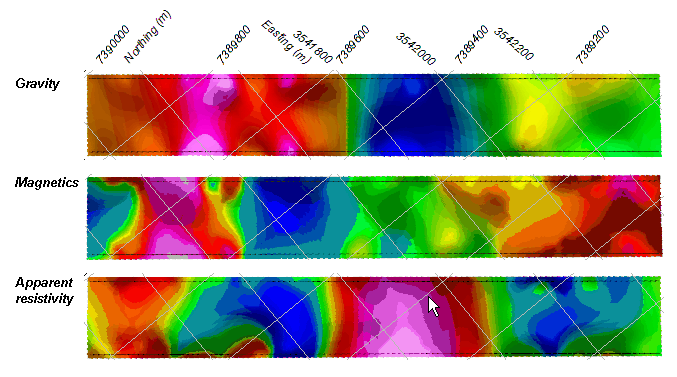GEOLOGIAN TUTKIMUSKESKUS 28 koittavat siirtymistä sinisestä keltaisen kautta punaisen anomalian intensiteetin kasvaessa.