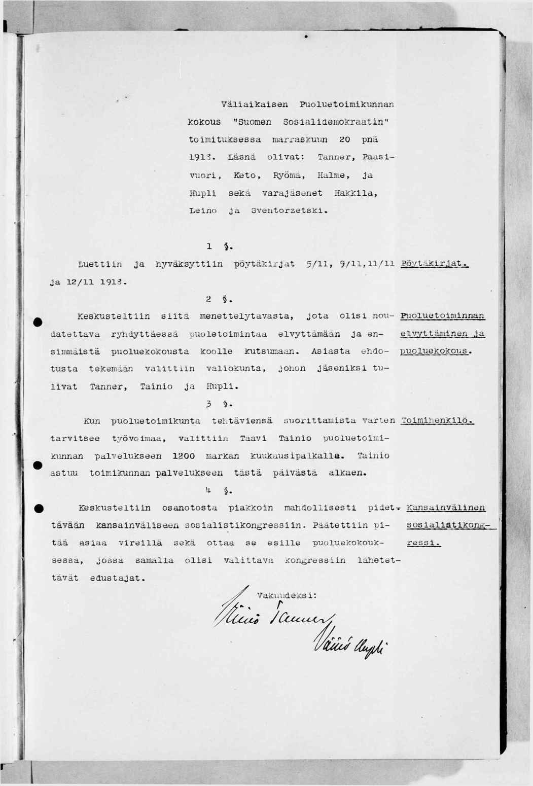 välakasen moluetonlcmnar cocous "Suomen Sosalaenolcraatn" tolmtucsessa marraskuun ' O pnä 9^.