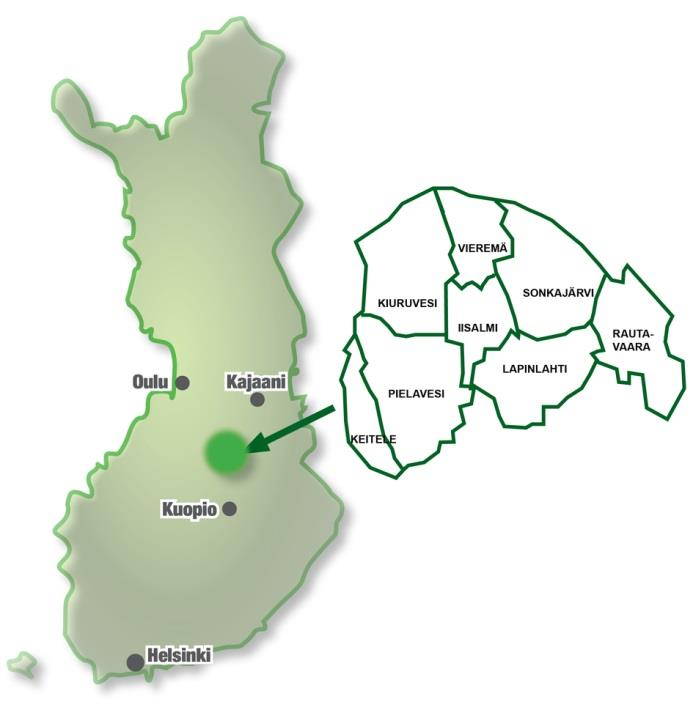 Ylä-Savon koulutuskuntayhtymä Omistajakuntien maantieteellinen pinta-ala: 9310 km2 (vrt. Uusimaa n. 9500 km2) Väestöpohja: n.
