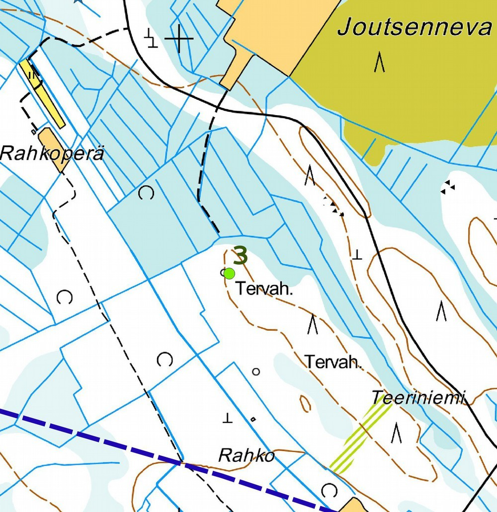 18 Tervahaudan kuoppa kuvattu pohjoiseen. Kohde 3. Mittakaava 1:5 000.