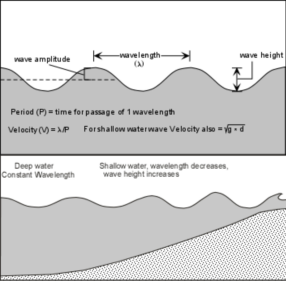 Tsunamien aallonpituudet (matka aallonharjalta perässä seuraavan toisen aallon harjalle) avomerellä ovat kymmenistä satoihin kilometreihin, ja niiden aallonkorkeus on senttimetriluokkaa, enimmillään