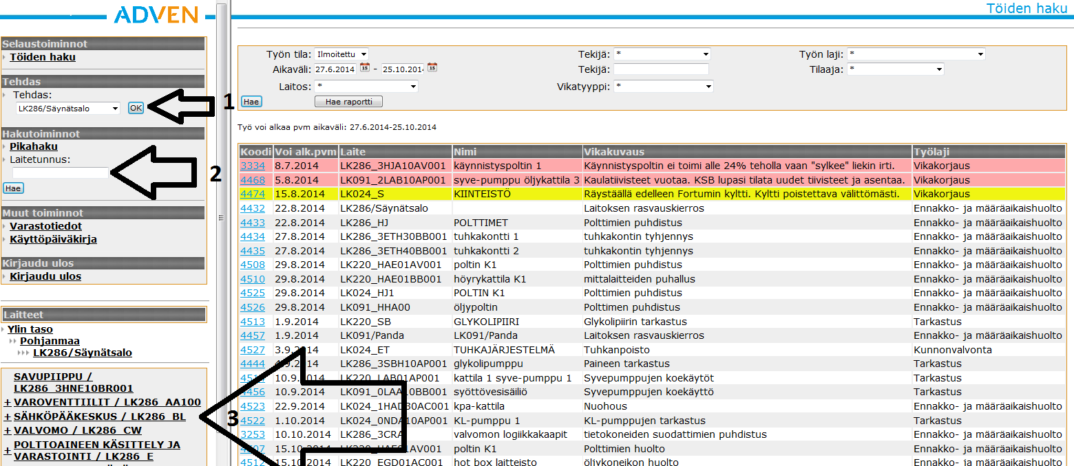 2 1. KÄYTTÖLIITTYMÄ 1.1 Työtilauksen tekeminen Kun kirjaudutaan käyttöliittymään, näkyy liittymän etusivu joka on yllä olevan kuvan kaltainen.