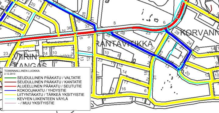 Jokiväylän sekä Yliopistonkadun rinnalla kulkee kevyen liikenteen väylä.