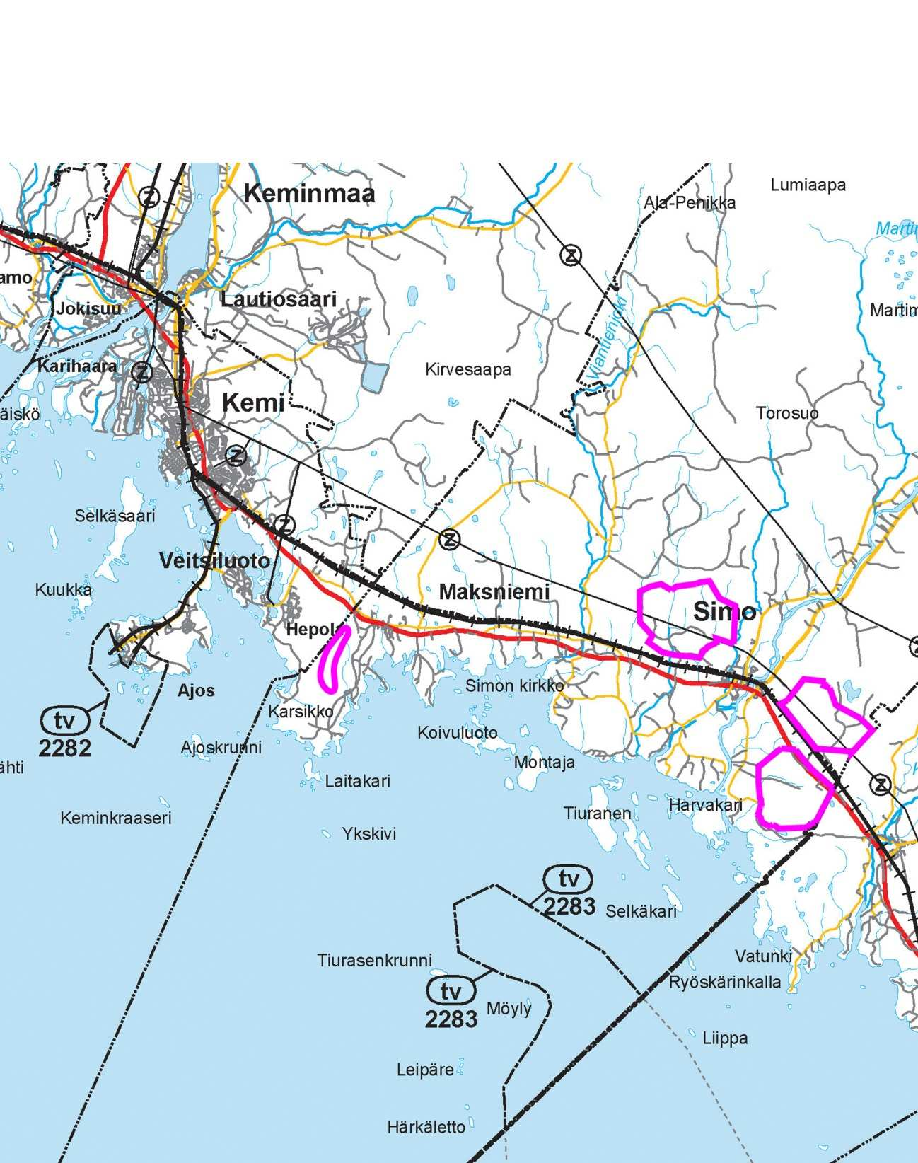 12 (49) osoitettu suunnittelualueen lounaisosalle soranottoalueen kohdemerkintä (EO 2580).