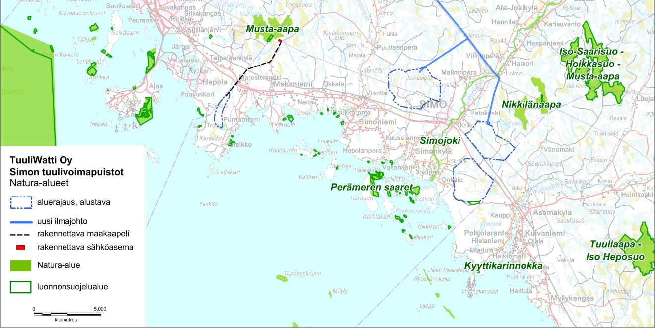 Syvälahden aarnimetsän luonnonsuojelualue rajautuu Onkalon hankealueen eteläreunaan, ja lähimmät tuulivoimalat sijoittuvat noin 150 metrin etäisyydelle luonnonsuojelualueen koillispuolella.