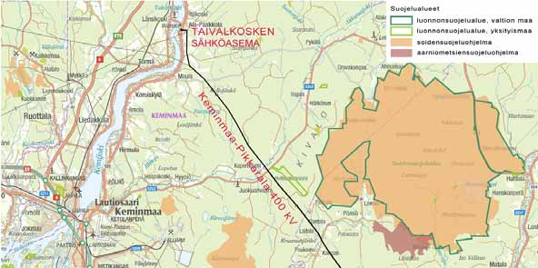 HANKEALUEEN NYKYTILA Lähimmillään noin 2,5 km etäisyydelle Halmekankaan hankealueen koillispuolelle sijoittuu Suomen kansallisesti merkittävä lintualue Simon Kuivaniemen suokeskittymän FINIBA-alue