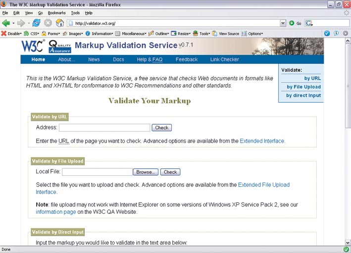 18 Kuva 3. HTML/XHTML-dokumentin merkkauksen voi tarkistaa esimerkiksi W3C:n The W3C Markup Validation Service -palvelun avulla. (http://validator.w3.org/) 4.