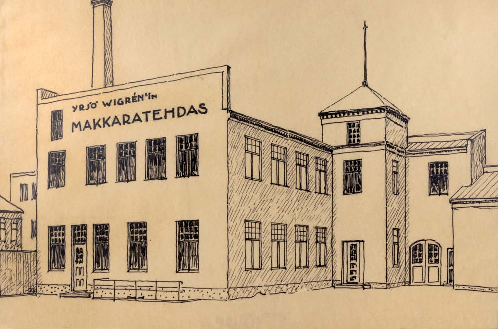 Yrjö Wigren Oy:n ensimmäinen oma tehdasrakennus. Vuonna 1922 Yrjö Wigren rakensi tehtaan keskelle Tampereen kaupunkia osoitteeseen Läntinenkatu 22, nykyinen Näsilinnan katu.