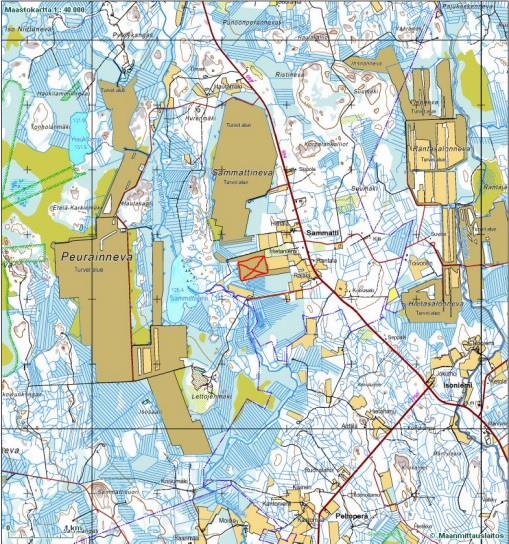 11(40) 2 KOSTEIKON SUUNNITELMA 2.1 Sijainti Alue sijaitsee Seinäjoen ja Virtain rajalla, Kihniänjoen valuma-alueella Sammattijärven itäpuolella (Kuvio 1).