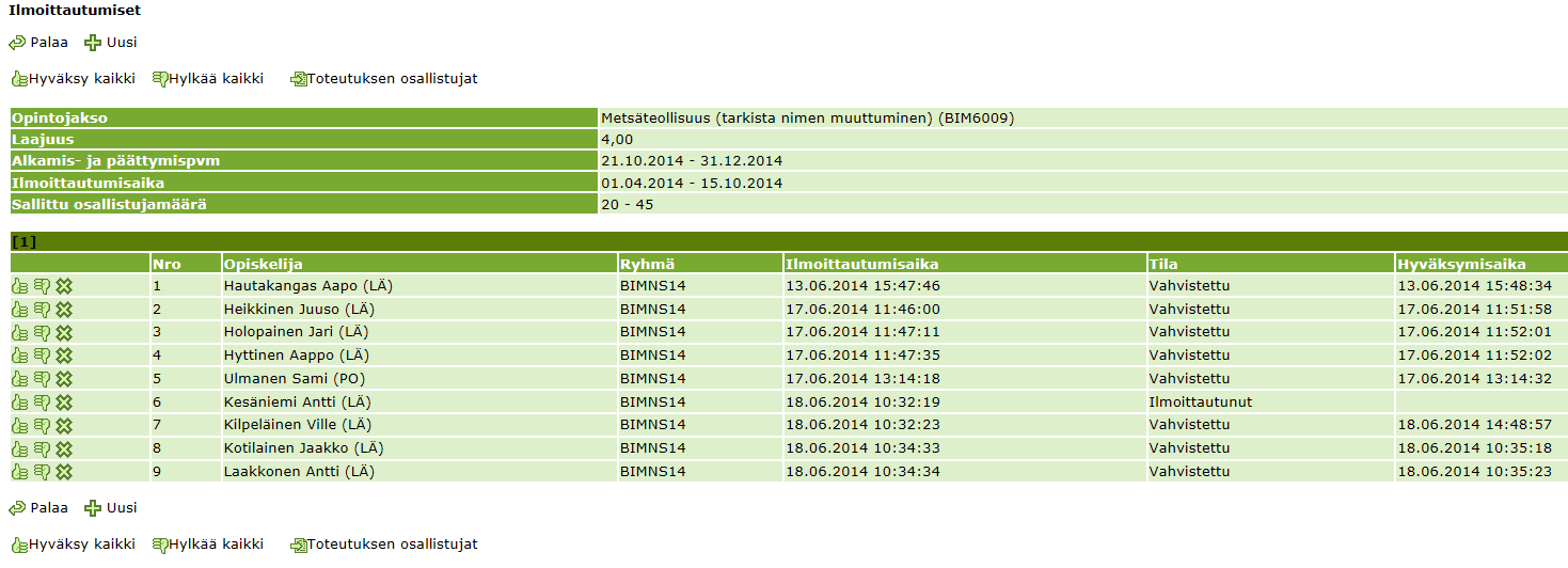 Samoin tämän kautta pääset esim.