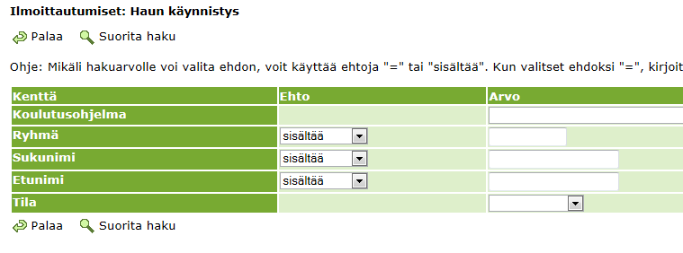 Tarkista listalla olevat opiskelijat ja hyväksy ilmoittautuminen, jos opiskelijalla on oikeus osallistua tähän opintojakson toteutukseen.