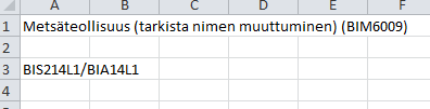 BIS214L1 -merkintä on tehty käsin kk-päällikön toimesta opintojakson toteutusta perustettaessa.