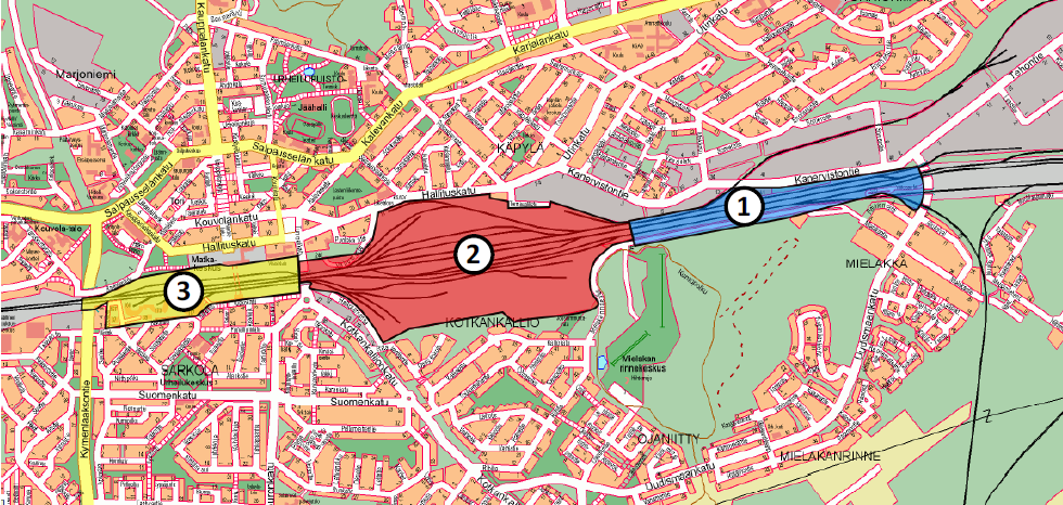 Kouvolan ratapiha Ulkoinen pelastussuunnitelma 1. tuloratapiha 2. järjestelyratapiha 3. henkilöratapiha 2.