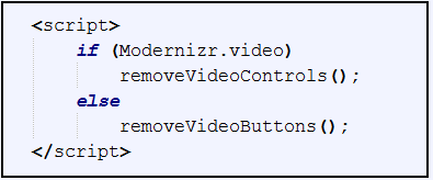 Tuen löytyessä JavaScript suorittaa removevideocontrols()-funktio, joka poistaa erilliset kontrollit.