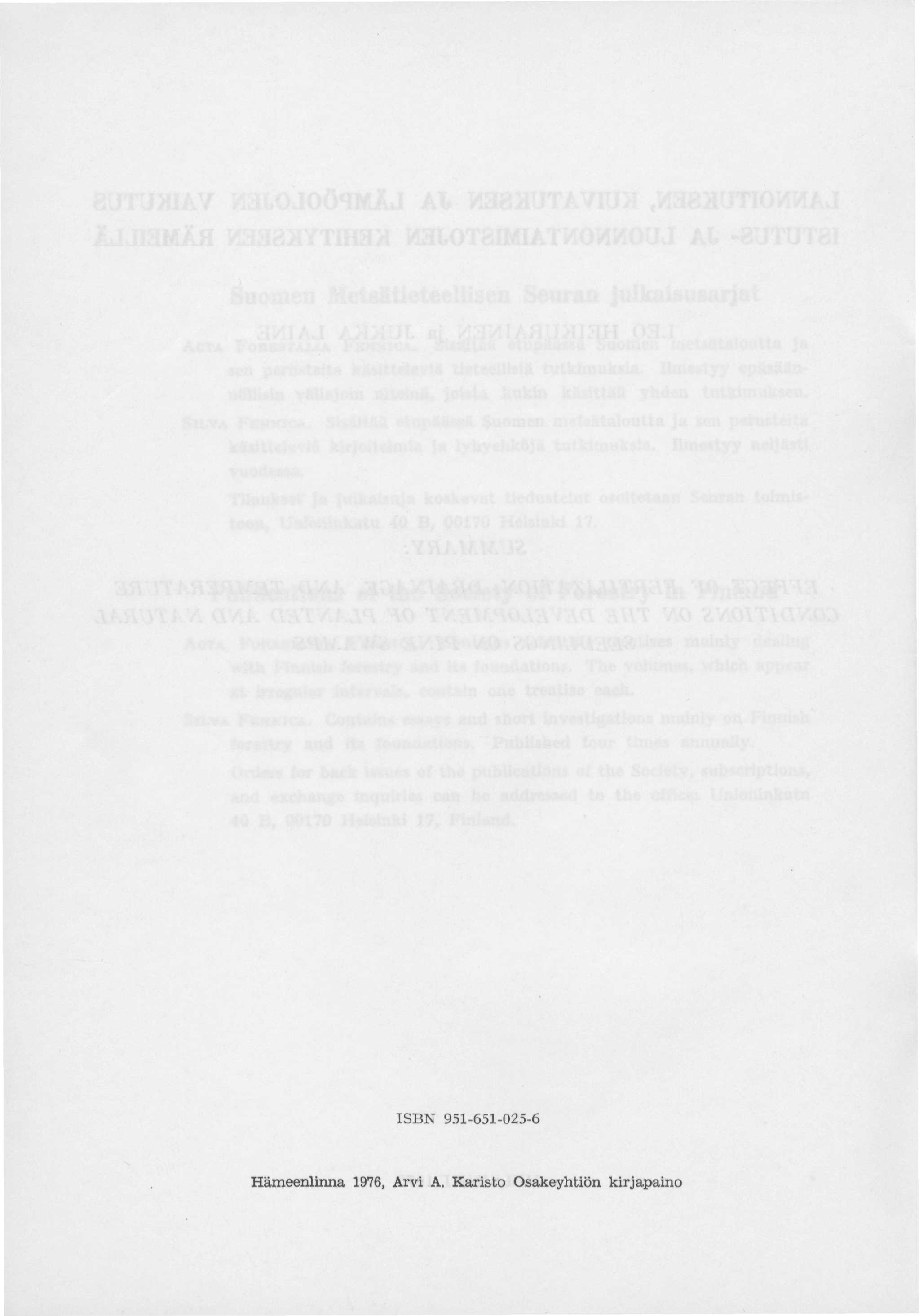 ISBN 951-651-025-6 Hämeenlinna 1976,