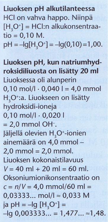 ph nousee ekvivalenttikohdan lähellä niin jyrkästi, että nousu voidaan helposti havaita happo-emäsindikaattorin avulla.