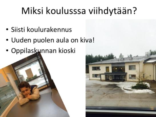 tulokset käytiin läpi oppilaiden kanssa. Tapaamisen aluksi kerrattiin kulunutta prosessia ja vaihdettiin ajatuksia oppilaiden kokemuksista.