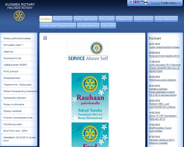 Suomen Rotaryn nettisivut uudistettiin