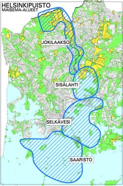 Viheralueet Helsingin viheralueverkoston rungon muodostavat kaupunkirakennetta jäsentävät laajat viherkokonaisuudet niin kutsutut vihersormet. Ne ulottuvat säteittäisesti mereltä kaupungin rajalle.
