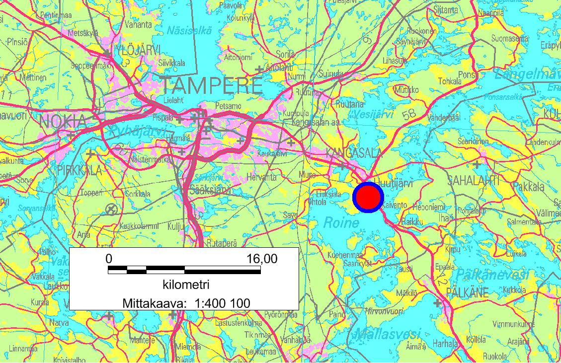 SIJAINTIKARTTA 1 Valvontakohteen sijainti suhteessa Tampereelle Valvontakohteen viitteellinen sijainti