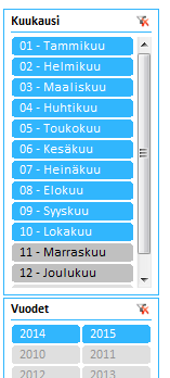 Niillä voidaan rajata ruudulla näkyvää tietoa.