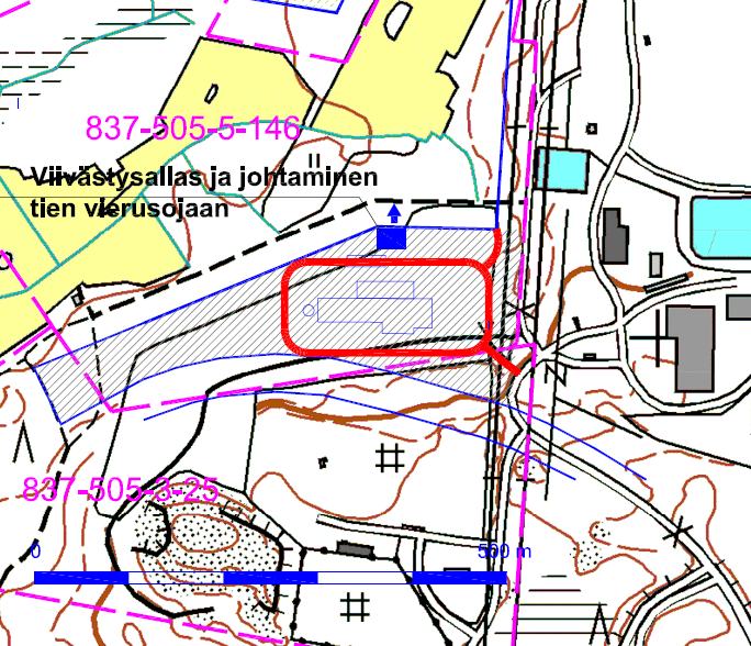Kuva 12-2 tontilta Alustava esitys hulevesien johtamisesta hyötyvoimalaitoksen 12.3.