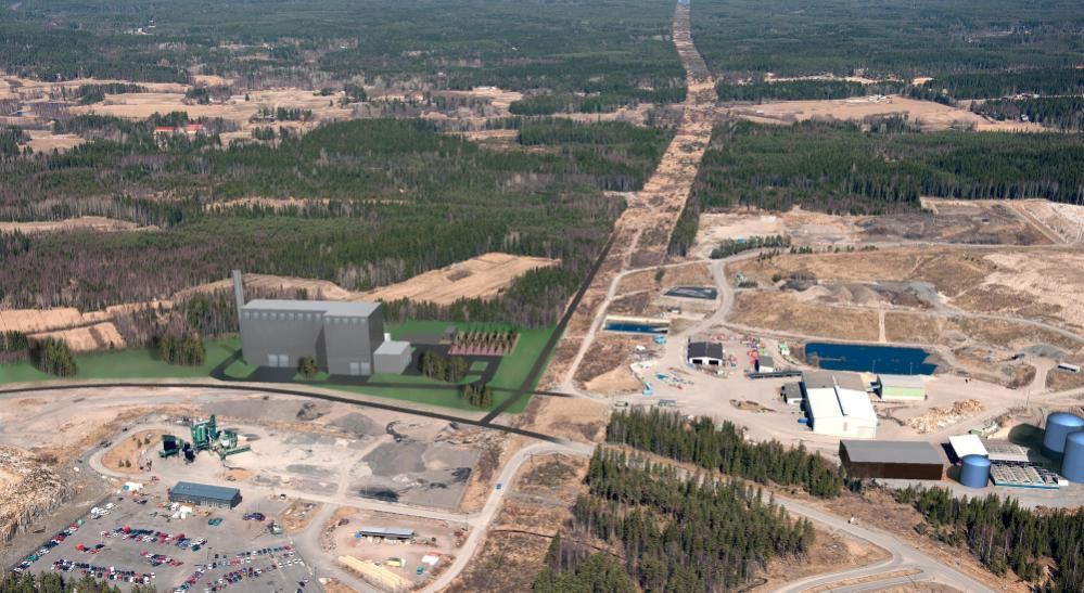 Kuva 12-3 Havainne kuva hyötyvoimalaitoksesta uudella sijoituspaikalla 12.