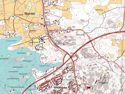 VARTTUNUTTA PUUSTOA NUORTA PUUSTOA TAIMIKKO 0 1km Kuva 7.17. Luonnonolosuhteet Lintukallion alueella.
