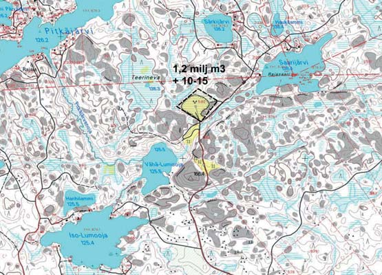 7.5 Sorila 7.5.1 Suunnitelma Sorilan kallionlouhinta-alue sijoittuu Aitolahteen. Suunnitelmana on käyttää nykyistä Lohja Ruduksen kallionlouhinta-aluetta maanvastaanottoalueena louhintatyön päätyttyä.