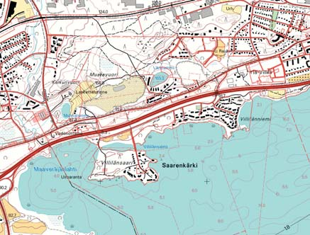 MAA-AINESTEN OTTOALUE AVOHAKKUU VARTTUNUTTA PUUSTOA 0 1km LUONNONOLOILTAAN ARVOKKAAT KOHTEET Kuva 7.60. Luonnonolosuhteet Villilän alueella.