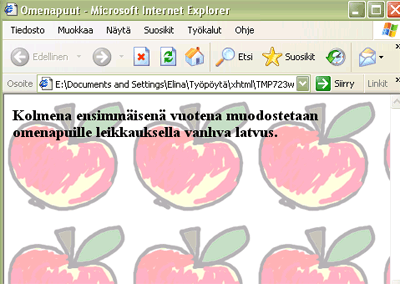 4. Taustakuvat XHTML-dokumentin taustakuva (Loose): Kuvaa voi käyttää sivun taustana.