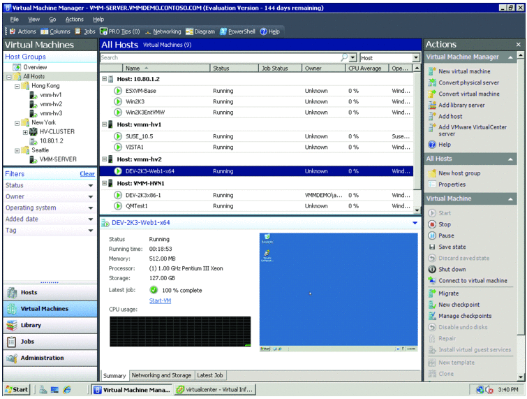 10 Hyper-V:n virtuaalikoneessa, mutta SCVMM 2008 R2 suorittaa myös yhteensopivuus tarkistuksia käyttäen Hyper-V ja VMwaren yhteensopivuus ohjelmistoa (API).