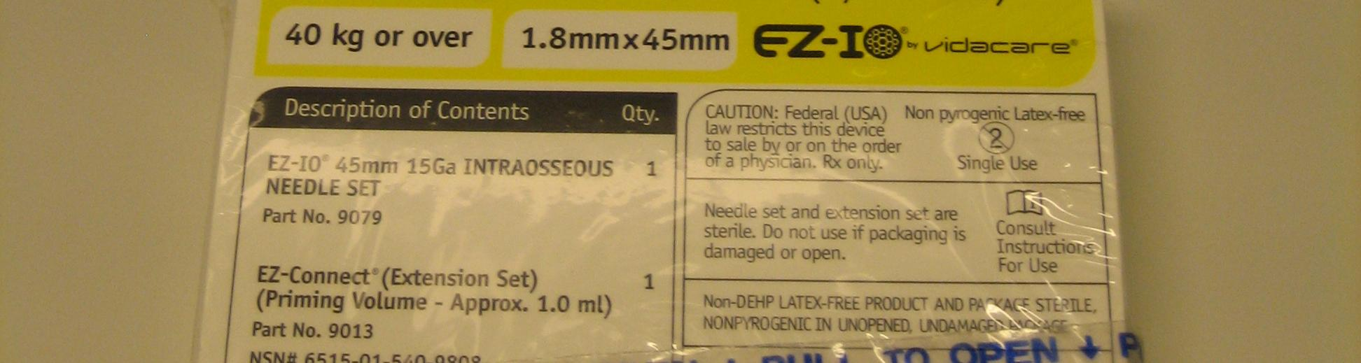 (Vidacare EZ-IO needle sets.) 4.