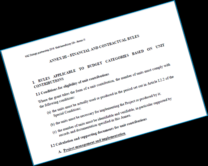 Erasmus+ taloussäännöt kumppanuushankkeille (2/2) Grant Agreement (hankkeen sopimus) Article I.3.