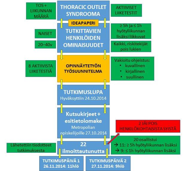19 Opinnäytetyöhön valittiin mukaan kahdeksan aktiivista liiketestiä. Näitä testejä ovat kaularangan fleksio, ekstensio, lateraalifleksio ja rotaatio sekä olkanivelen fleksio ja ekstensio.