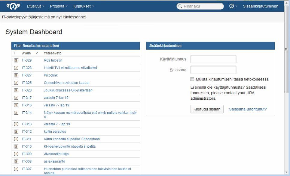 41 Palelupyyntöjärjestelmään asennettiin myös JIRA-yhteisön luoma suomenkielen paketti ja JIRAn tarjoama lisäosa, jolla pystyy muuttamaan käännöksiä suoraan käyttöliittymästä.