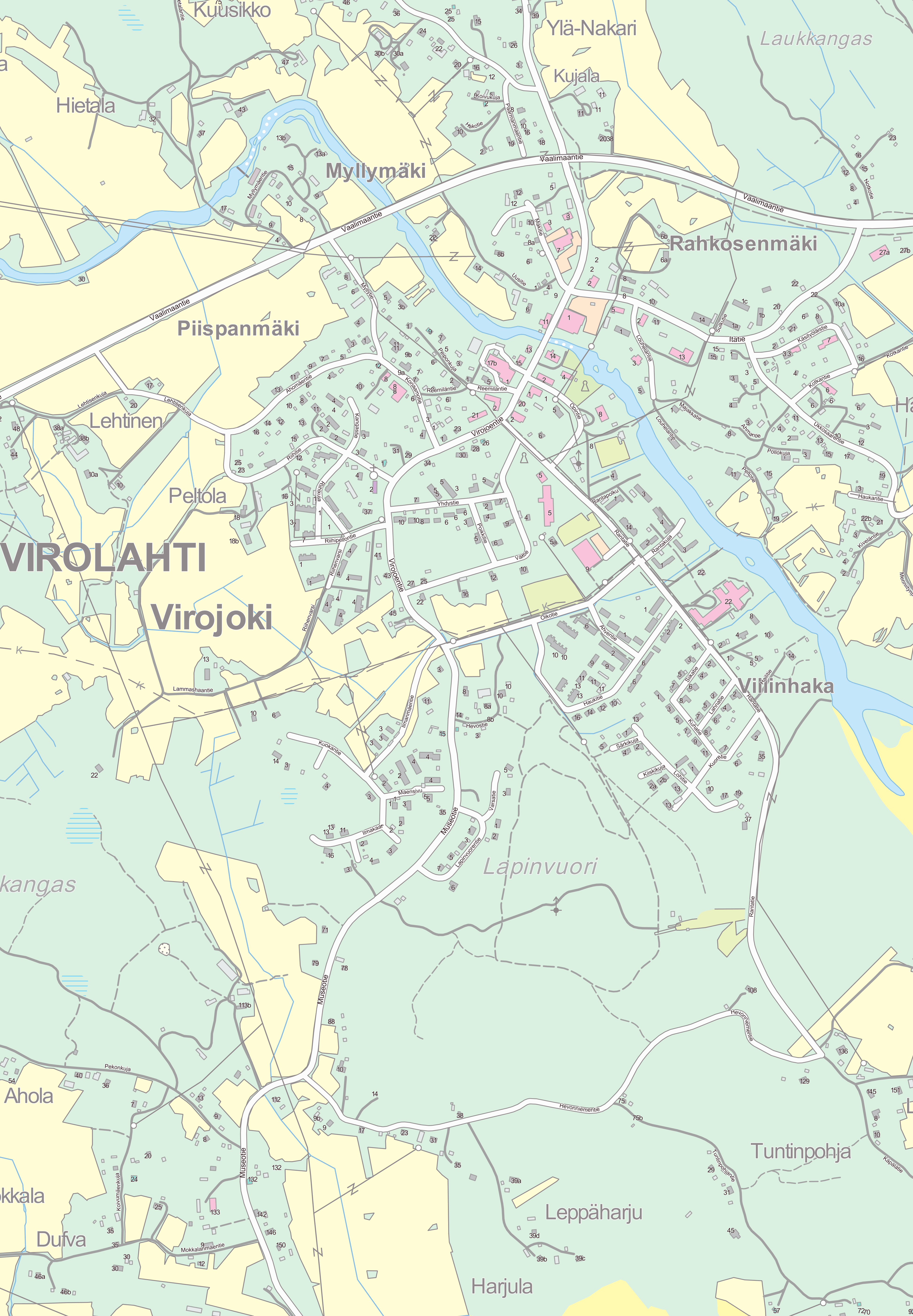 Virolahti, liikenneympäristön toimenpidekartta 1. Kiireellisyys.