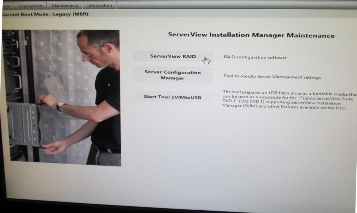 26 Kuvio 14. ServerView installation manager maintenance.