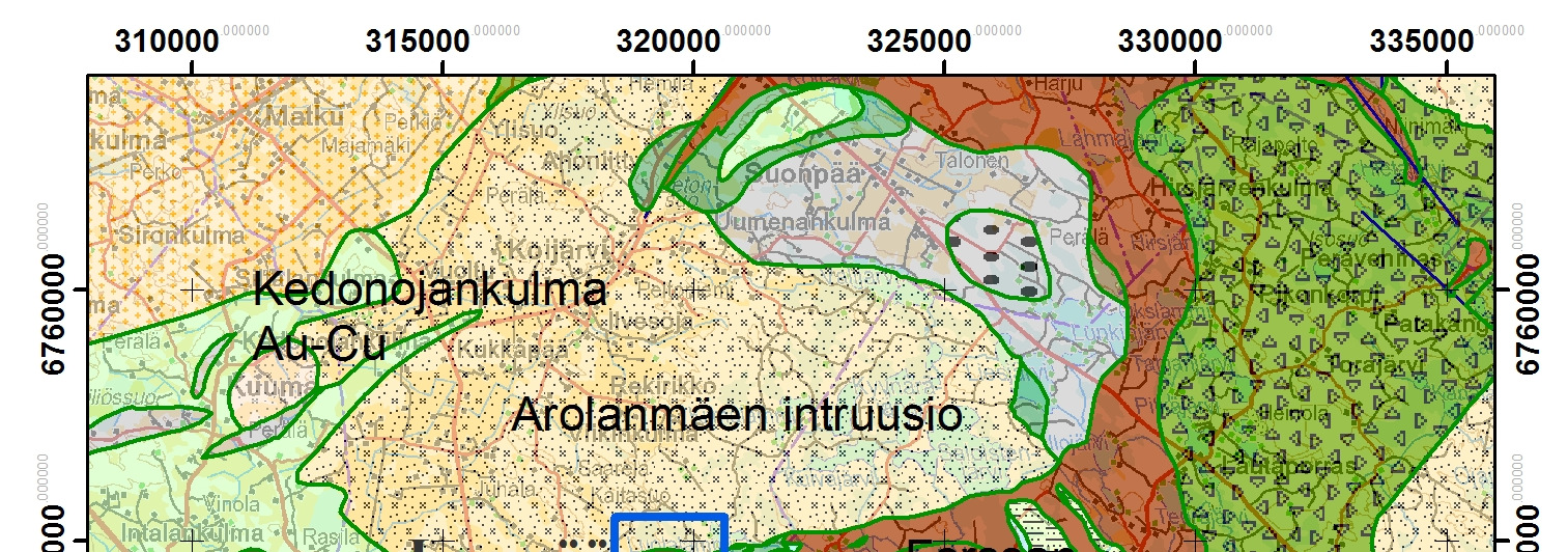 Reuna-alueet lentomittausdatasta,