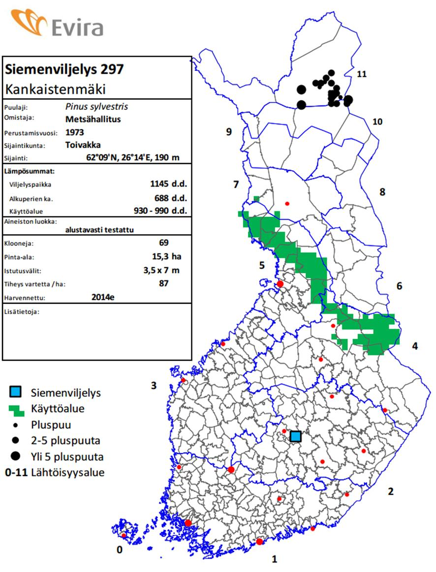 Liite 5. Käyttöalue siemenerälle SV297. Lähde: Evira 2015. http://www.