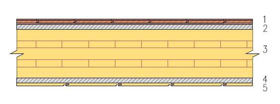 19 Huoneiston sisäisen välipohjan rakenne: 1. Lattiapinnoite 2. Kuitukipsilevy 18 mm (kantavan rakenteen palonsuojaus) 3.