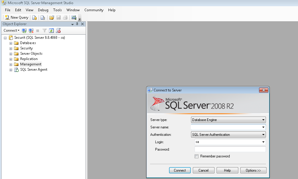 29 KUVA 6: Tietokannan hallintatyökalu Microsoft SQL Server 2008R2 7 NYKYINEN TIETOKANNAN TIETOKANTARAKENNE Nykyinen asianhallintajärjestelmän kantarakenne on alkujaan suunniteltu ja toteutettu