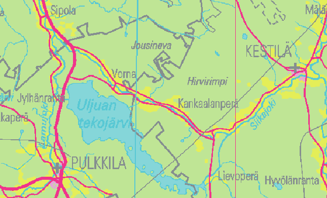 5.2 Uljuan tekojärven ongelmat tulvatilanteessa 5.2.1 Yleistä Siikajoen vedet on ohjattu kuvassa 7 esitetyn mukaisesti Lämsänkosken säännöstelypadon avulla kuuden kilometrin mittaista täyttökanavaa pitkin Uljuan tekojärveen.