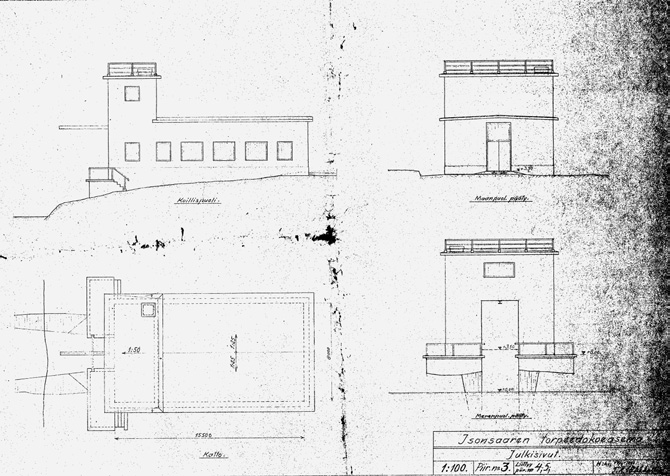 5.6.1 Torpedokoeasema / Korroosiontutkimusasema (0138) Määrärahat Isosaaren torpedokoeaseman (0138) rakentamista varten myönnettiin 1930-luvun alussa. Sen piirustukset on allekirjoittanut T. R.