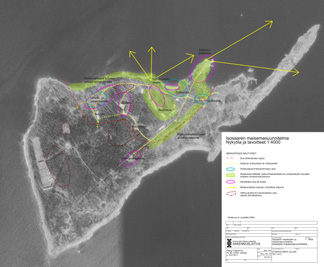 4.1.2 Maisemasuunnitelma Maisemasuunnitelma on laadittu saaren keskeiselle rakennetulle alueelle, johon kuuluvat asuinalue, varuskuntatoimintojen alue sekä päälaituri ympäristöineen.