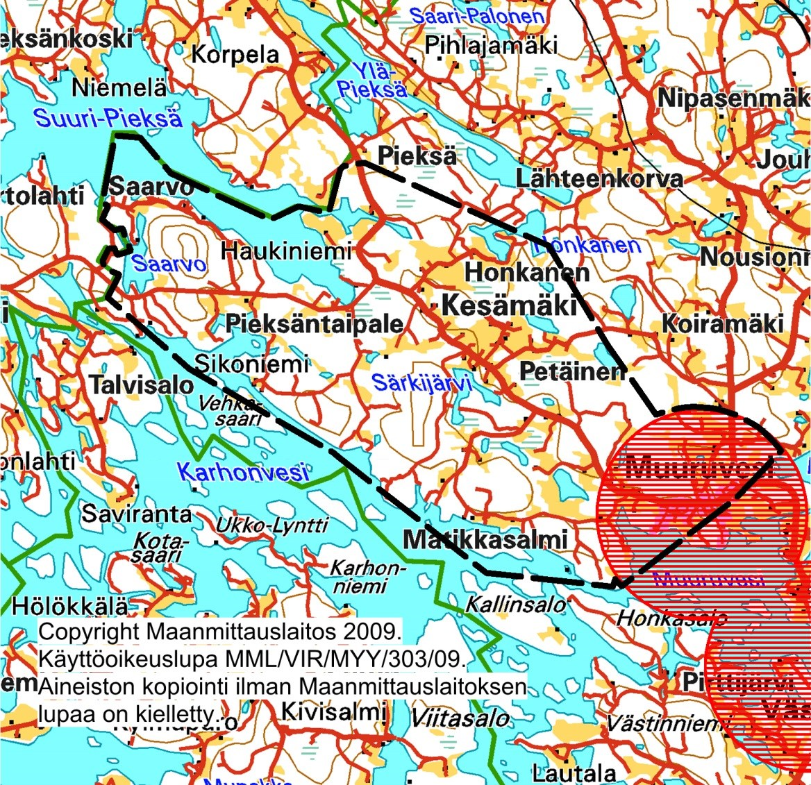 2 (6) Laajakaistatukilaissa hankealueen tukikelpoisuutta rajataan toteamalla, että kustannukset alueella, joka ulottuu kahden kilometrin päähän sellaisesta liityntäpisteestä, josta voidaan tarjota