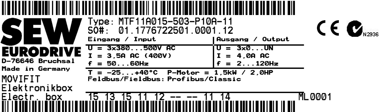 MOVIFIT DI07 DI06 DI05 DI04 DI03 DI02 DI01 DI00 DI08 DI09 SYS-F BUS-F DI15/Do03 RUN-PS RUN 24V-S 24V-C 9 Huolto EBOX-laitteen vaihto 9.